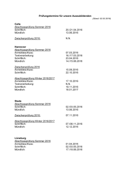 Prüfungstermine für unsere Auszubildenden Celle