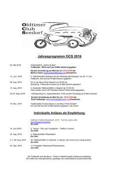 Jahresprogramm OCS 2016 - Oldtimer Club Seedorf