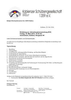 Koblenz, 29. Feb. 2016 Einladung zur