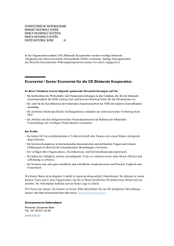 Economist / Senior Economist für die OE Bilaterale Kooperation
