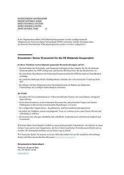Economist / Senior Economist f&uuml;r die OE Bilaterale Kooperation