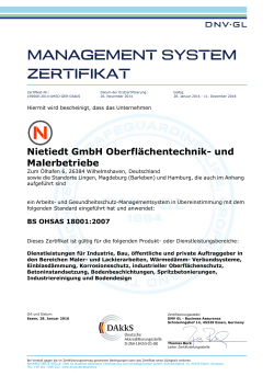 OM-OHSAS 18001-2007 Zertifikat DNV-GL