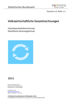 Inlandsproduktsberechnung Detaillierte Jahresergebnisse