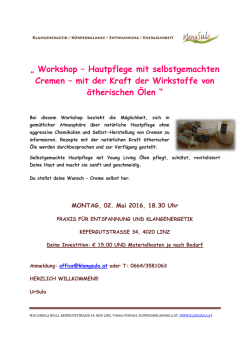 Workshop – Hautpflege mit selbstgemachten Cremen