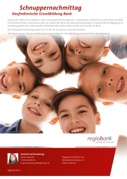 Schnuppernachmittag - Regiobank Solothurn