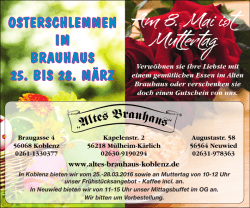 Am 8. Mai ist Muttertag - Altes Brauhaus Mülheim