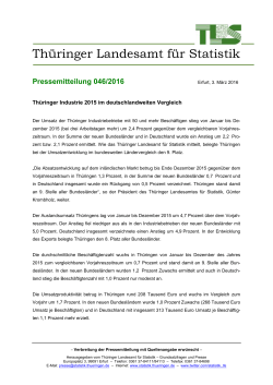 Thüringer Industrie 2015 im deutschlandweiten Vergleich