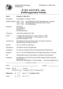EINLADUNG zum Eröffnungsmatch Pistole