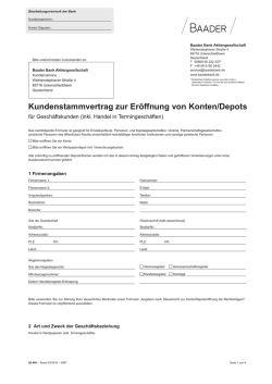 Kundenstammvertrag zur Eröffnung von Konten