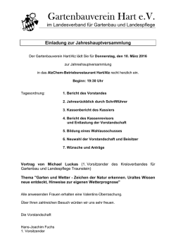 Jahreshauptversammlung - Gartenbauverein Hart eV