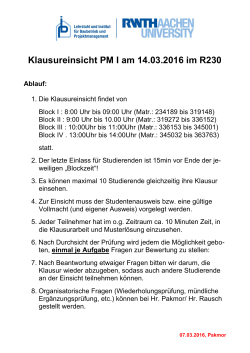 Hinweise zum Ablauf der Einsicht PM-1
