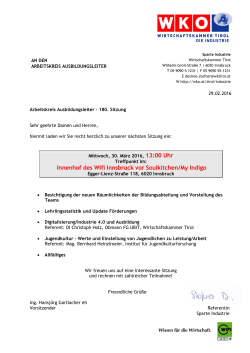 30.03.2016: Arbeitskreis Ausbildungsleiter, Wifi Innsbruck