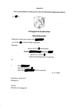 Muster eines Erbscheins bei Nacherbfolge