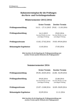 Rahmenterminplan WS 2015/16 bis SS 2016