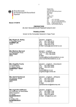 Übersetzer/Translators in Kapstadt/Cape Town