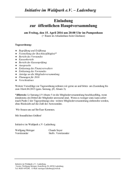 Initiative im Waldpark e.V. &ndash; Ladenburg Einladung zur &ouml;ffentlichen
