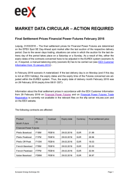 market data circular &ndash; action required