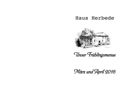 Haus Herbede Unser Fr&uuml;hlingsmenue M&auml;rz und April 2016