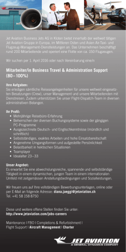 Mitarbeiter/in Business Travel & Administration Support