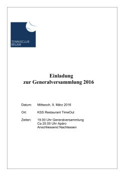 Einladung zur Generalversammlung 2016