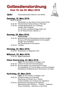 Gottesdienstordnung - Pfarrei Oberkirch