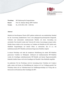 IRT-Skalierung f&uuml;r Fortgeschrittene
