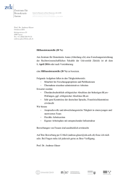 Stellenausschreibung - Zentrum f&uuml;r Demokratie Aarau