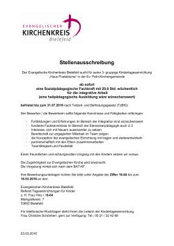 Stellenausschreibung - Evangelischer Kirchenkreis Bielefeld