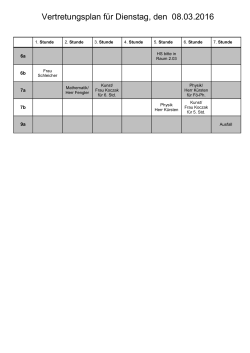 Vertretungsplan für Montag, den 07.03.2016