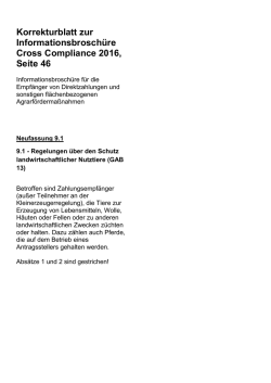 Korrekturblatt zur Informationsbroschüre Cross Compliance 2016