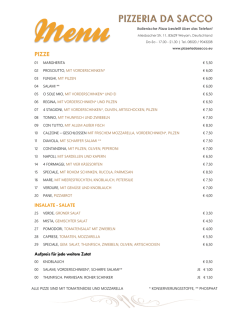 Speisekarte - Pizzeria da Sacco