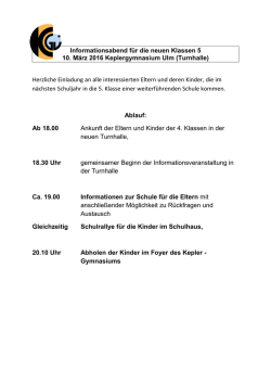 Informationsabend f&uuml;r die neuen Klassen 5 10. M&auml;rz 2016