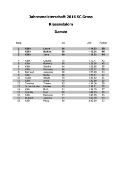Jahresmeisterschaft 2016 SC Gross Riesenslalom Damen