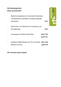 Die Wochengerichte - weilands wellfood