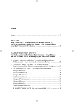 Inhalt Prolog KaISerreIcH 1871 bIS 1919