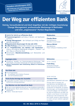 Der Weg zur effizienten Bank - Finanz Colloquium Heidelberg