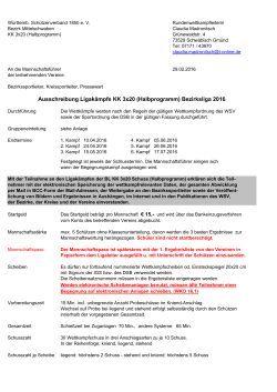 Ausschreibung Ligakämpfe KK 3x20 (Halbprogramm) Bezirksliga