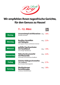 Unsere Wochenkarte - Delikatessen Boy