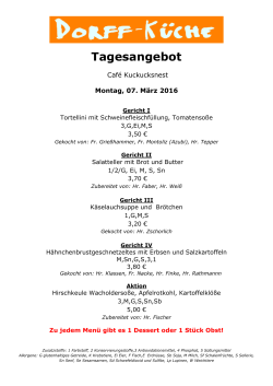 Tageskarte Kuckucksnest 07.03.2016