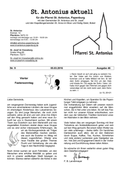 Pfarrbrief - Herzlich Willkommen in der Pfarrei Deutschland