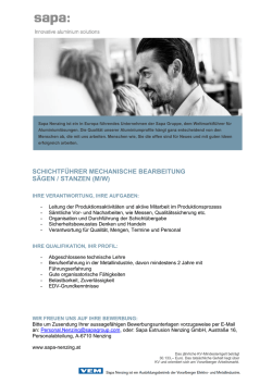 schichtführer mechanische bearbeitung sägen / stanzen (m/w)
