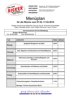 Men&uuml;plan - Metzgerei Ricker