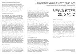 NEWSLETTER 2016 Nr. 2 - Historischer Verein Memmingen