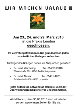 Infos zum Osterurlaub 2016