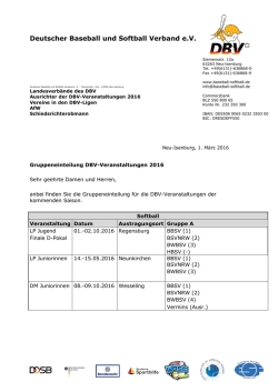 Gruppeneinteilung DBV-Veranstaltungen 2016