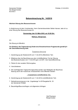 Bekanntmachung Nr. 14/2016