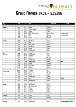 Group Fitness 07.03. &ndash; 13.03.2016 - fitness