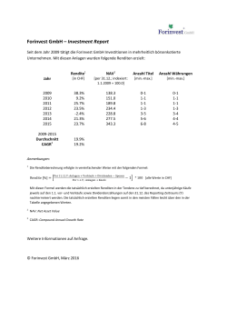 Forinvest GmbH Investment Report 2009-2015