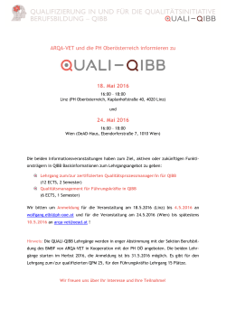 Zwei Informationsveranstaltungen zu QUALI-QIBB im - ARQA-VET