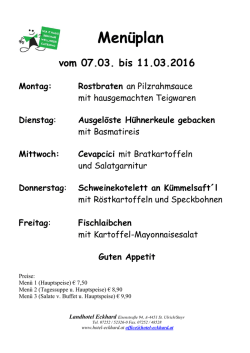 Men&uuml;plan - Landhotel Eckhard